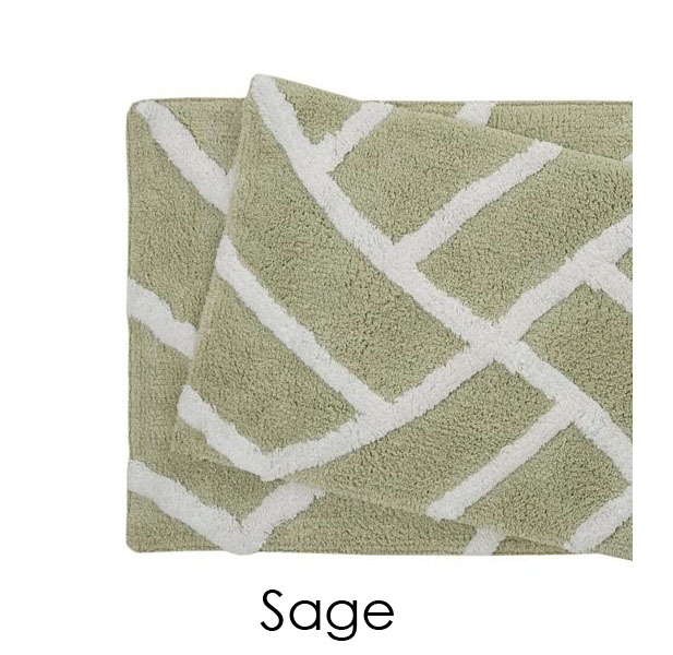 100% Cotton Plush Water Absorbent Bath Mat (2-Pack) - Sage