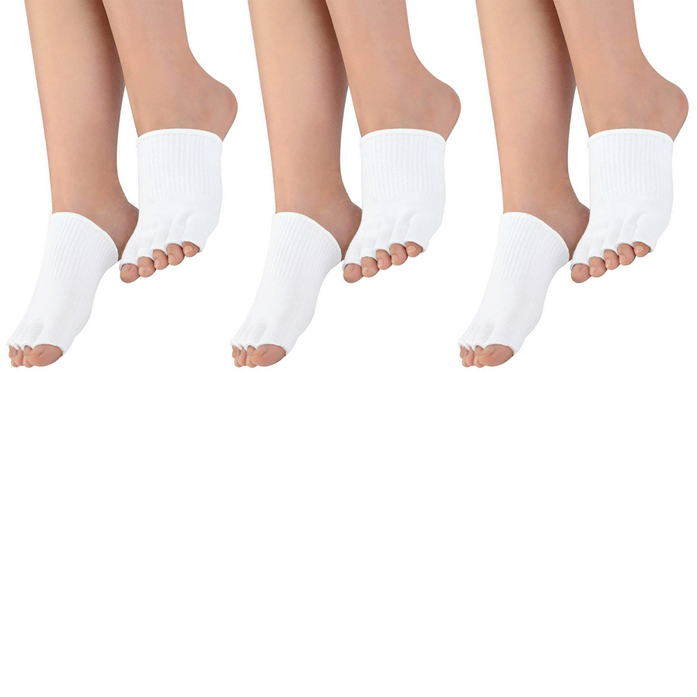 Support  Recovery Pain Relief OpenToe Gel Compression Sleeve 3Pair  WhiteWhiteWhite