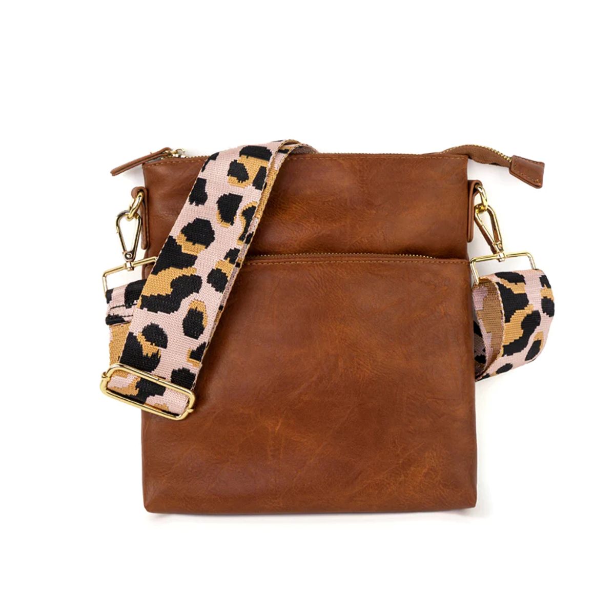 Chloe Vegan Leather Crossbody Bag Choose Your Strap  Brown  Black Strap