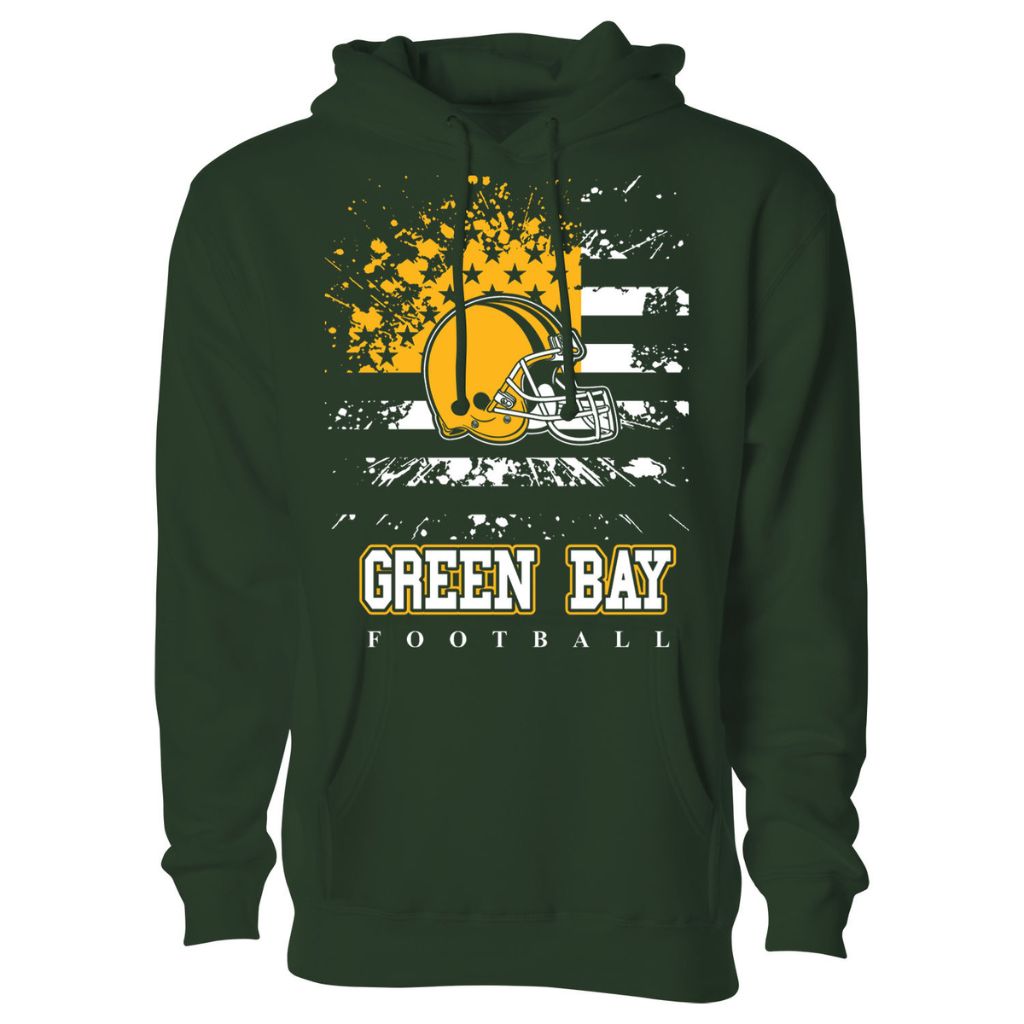 Women's Star-Spangled Football Pullover Hoodie - Small - Green Bay