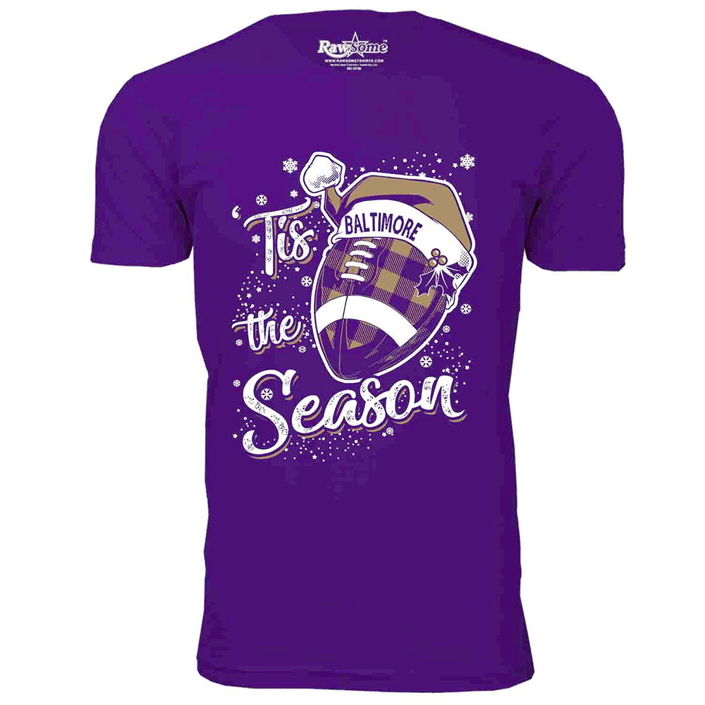 Men's 'Tis the Season' Football T-Shirt - Baltimore - Purple / L