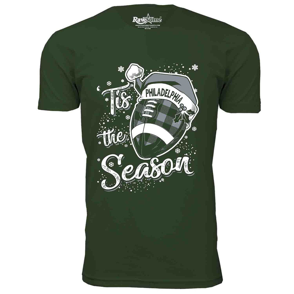 Men's 'Tis the Season' Football T-Shirt - Philadelphia - F.Green / 3XL