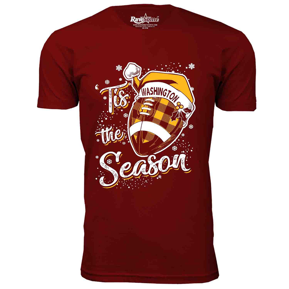 Men's 'Tis the Season' Football T-Shirt - Washington - Burgundy / 2XL