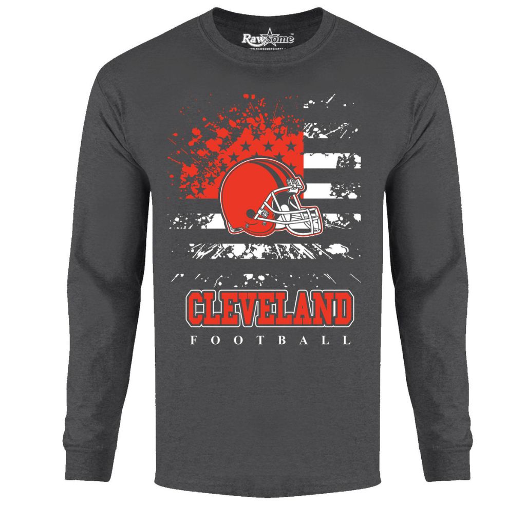 Men's Star-Spangled Football Long-Sleeve Shirts - Small - Cleveland-image-SKU4658666