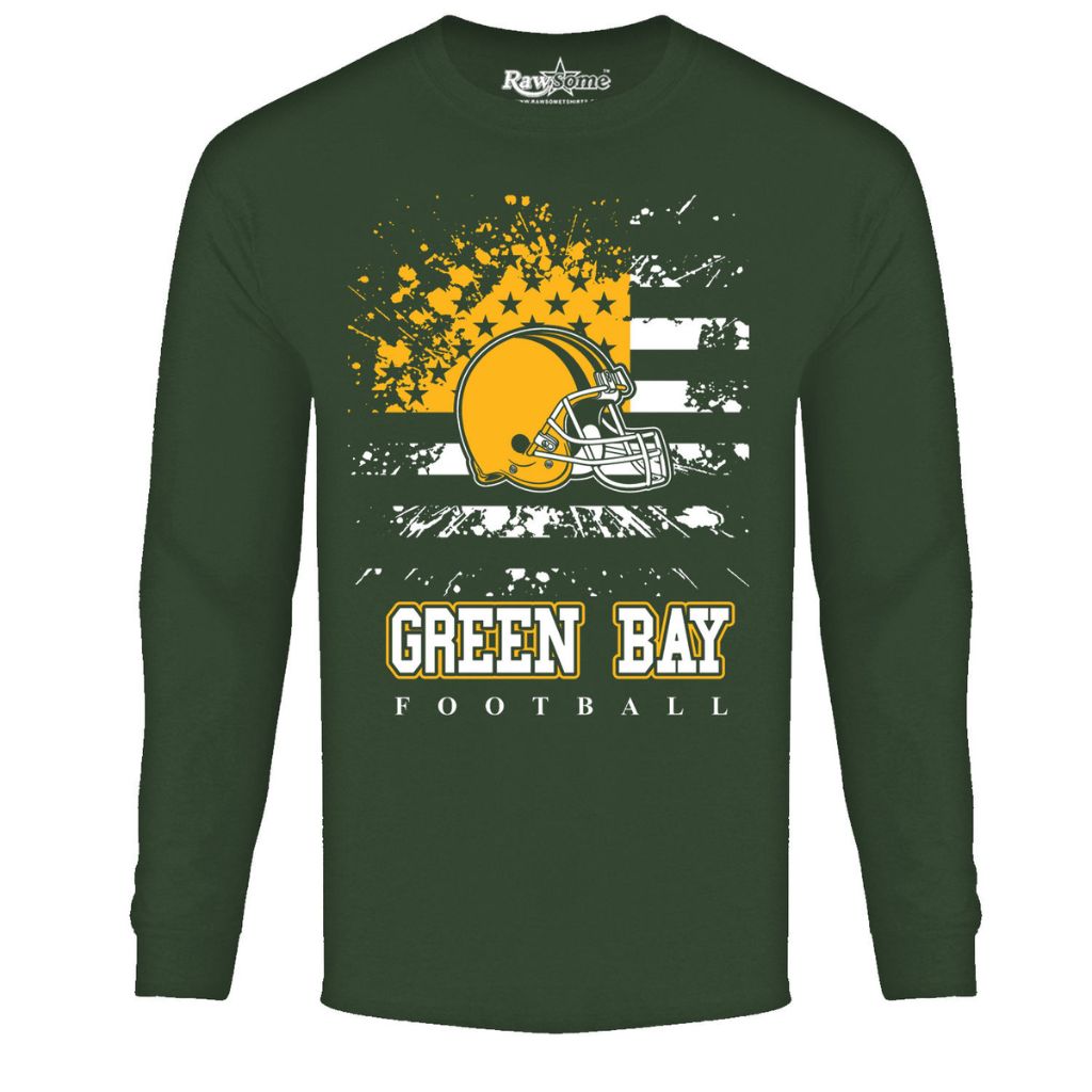 Men's Star-Spangled Football Long-Sleeve Shirts - Large - Green Bay