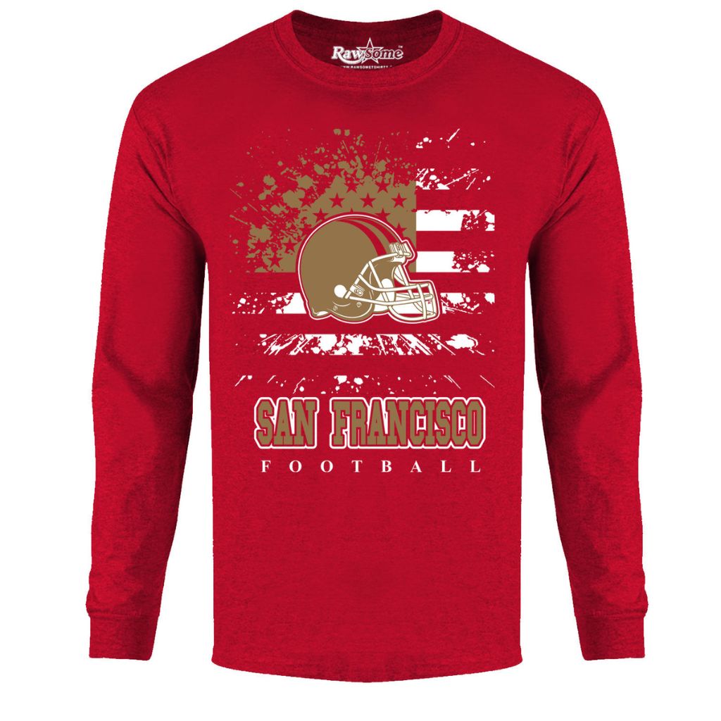 Men's Star-Spangled Football Long-Sleeve Shirts - Small - San Francisco