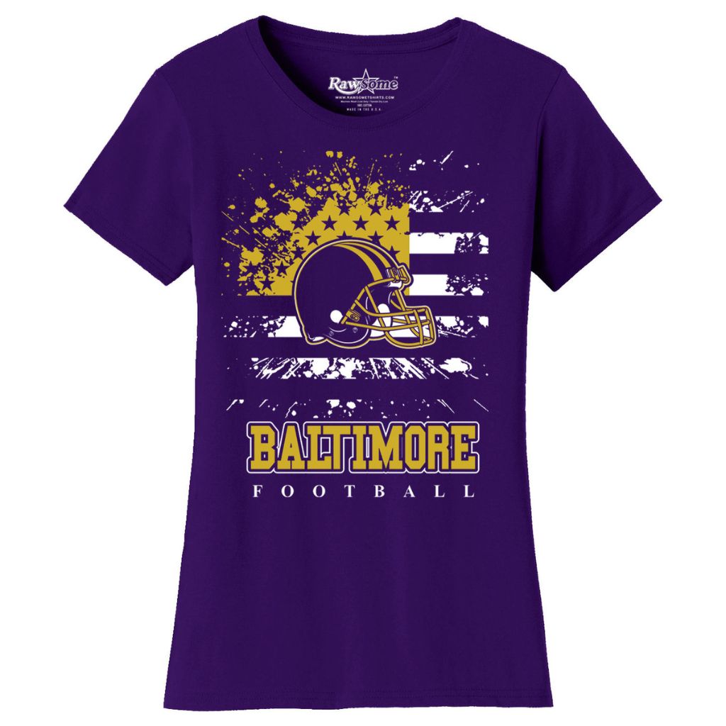 Women's Star-Spangled Football Short-Sleeve T-Shirts - Medium - Baltimore-image-SKU4658821
