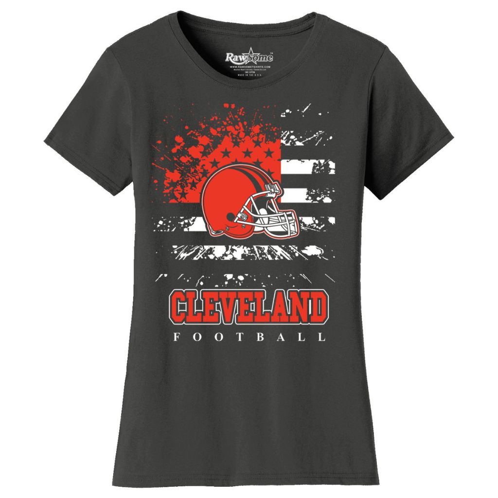 Women's Star-Spangled Football Short-Sleeve T-Shirts - Small - Cleveland