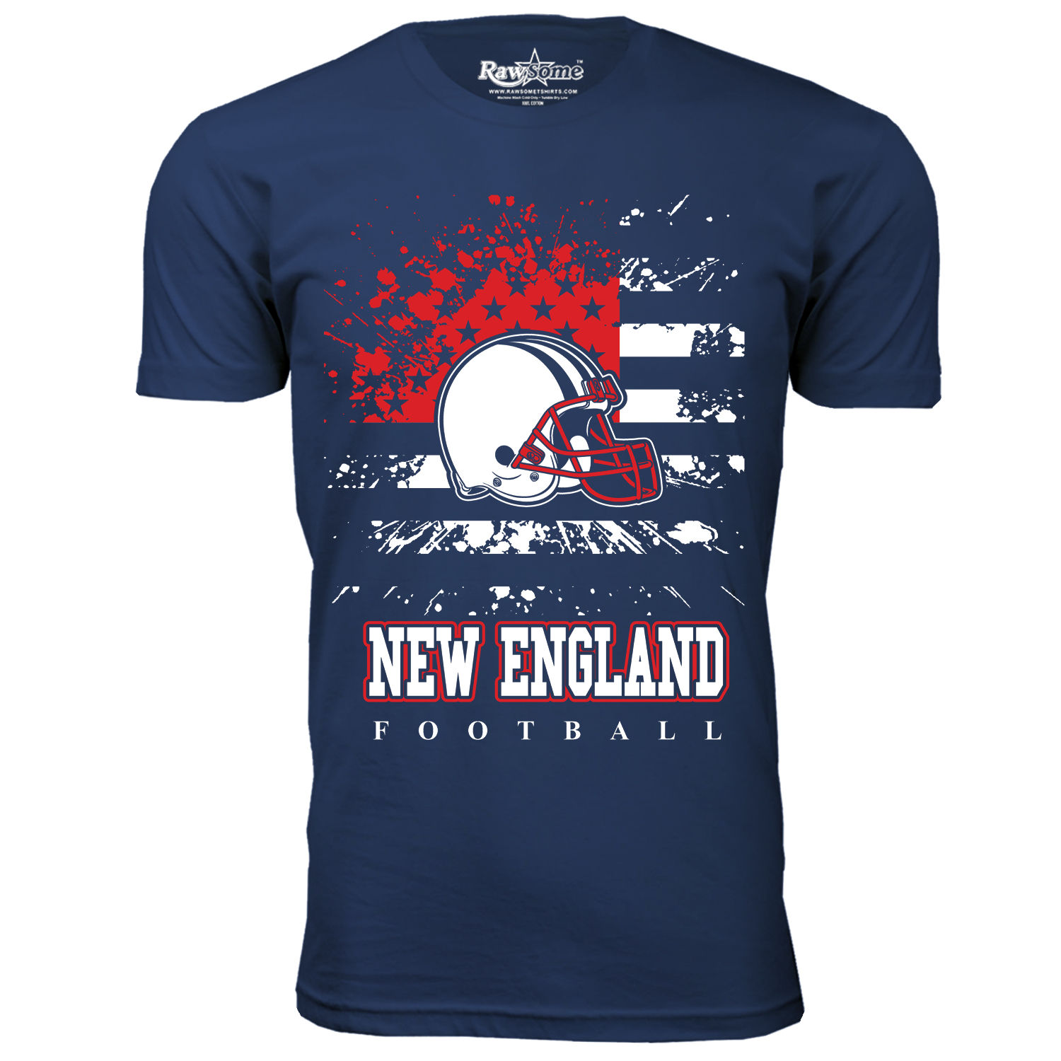 Men's Star-Spangled Football T-Shirt - New England - Navy / 2XL