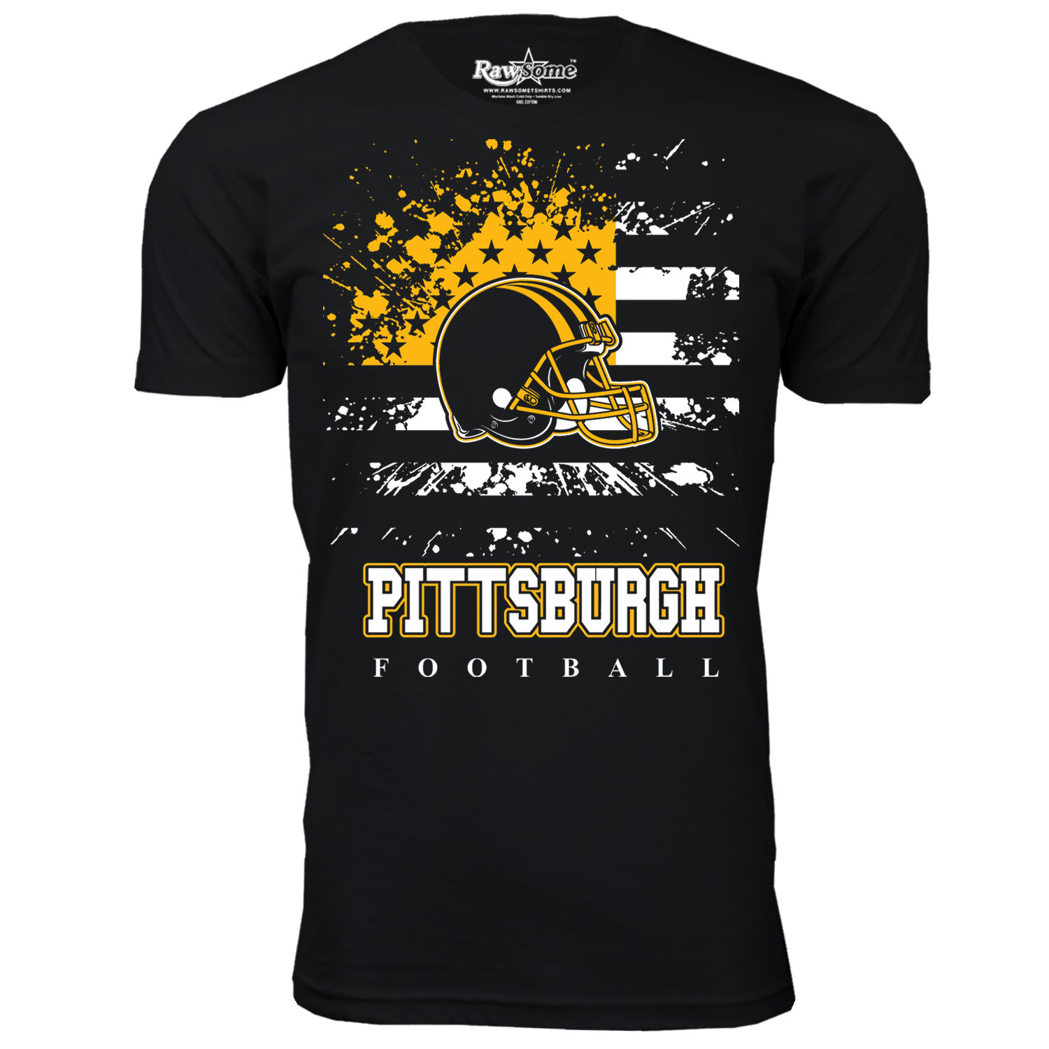 Men's Star-Spangled Football T-Shirt - Pittsburgh - Black / 2XL