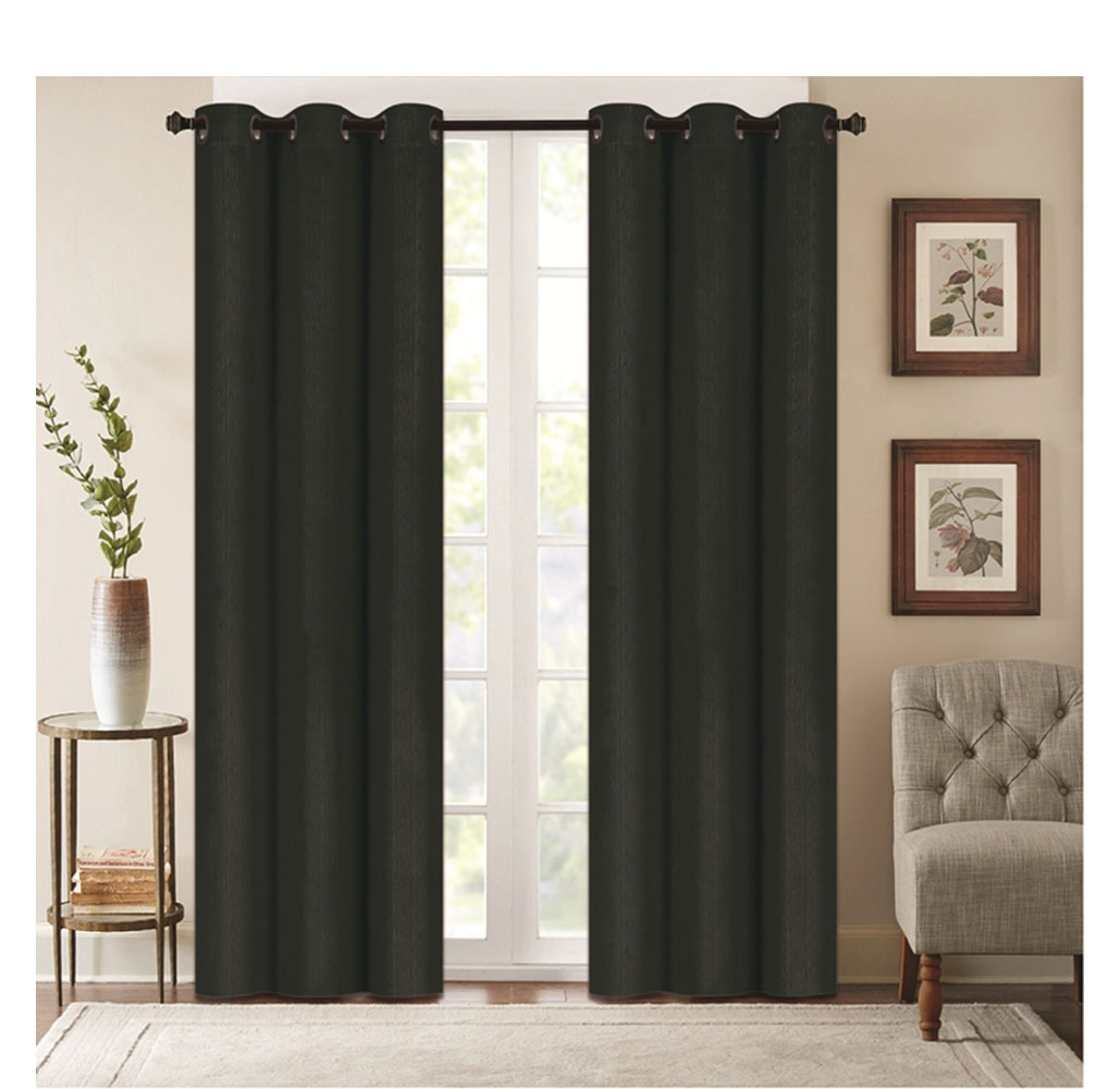 Photos - Curtains & Drapes Private Label Denver Embossed Energy-Saving 63" or 84" Curtains - 63-Inch - Black 63-DENVER BLACK