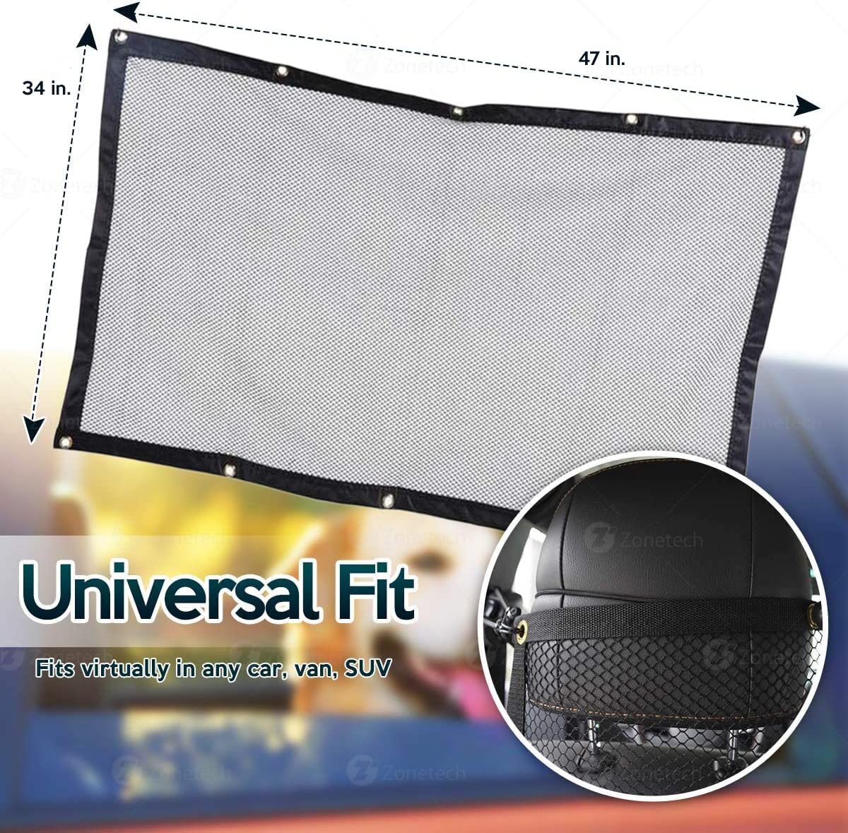 Zone Tech Universal Vehicle Mesh Pet Barrier  Zone Tech Pet Mesh Barrier Large