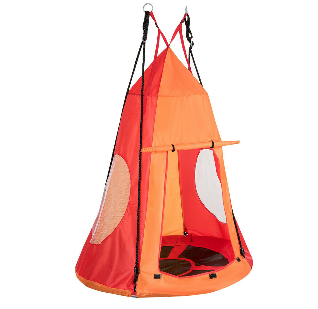 Kids' 40-Inch Hanging Chair Tent Swing - Orange