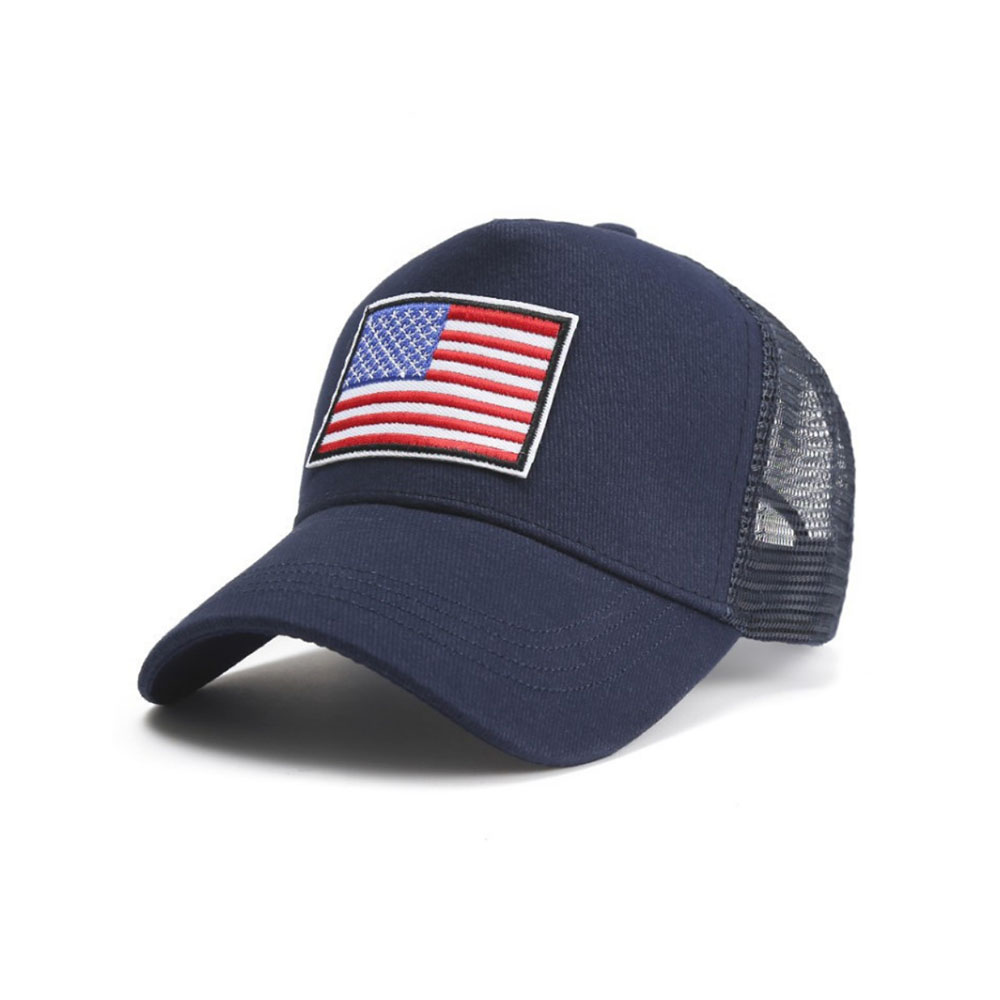 JG-HAT1-BLU-RWB American Flag Trucker Hat with Adjustable Strap - Breathable & Unisex (JG-HAT1-BLU-RWB) Blue