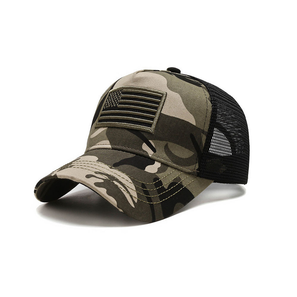 JG-HAT1-CAM-GRN American Flag Trucker Hat with Adjustable Strap - Breathable & Unisex (JG-HAT1-CAM-GRN) Camo