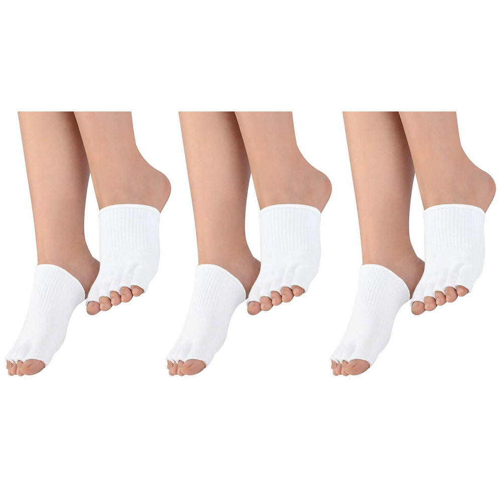 Recovery and Support Open Toe Gel Compression Sleeve (3-Pairs) - White