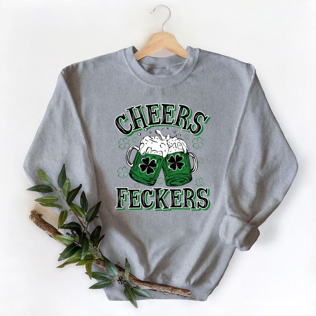 Women's Irish Love St. Patrick's Day Sweatshirts - Large - Cheers, Feckers