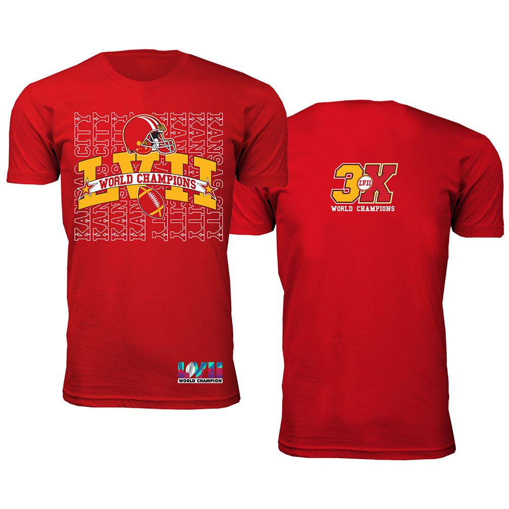 Men's Football Super Championship Shirt or Hoodie - Kansas City - T-Shirt - Repeat - Red / 2XL