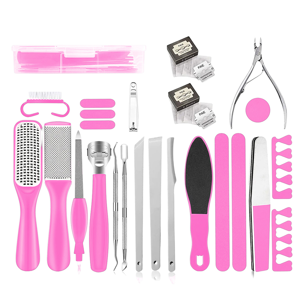 Professional 28-Piece Stainless Steel Manicure/Pedicure Kit - Pink