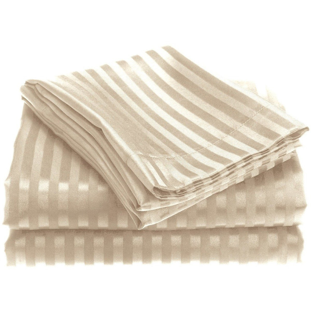 1800 Series Brushed Microfiber Dobby Striped Sheet Set (4-Piece) - Twin - Ivory