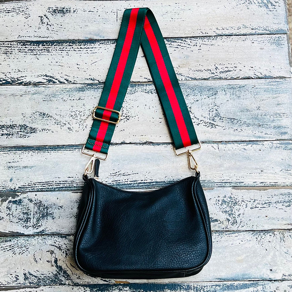 Lucy Handbag (Choose Your Strap) - Black / Black/Red Bee