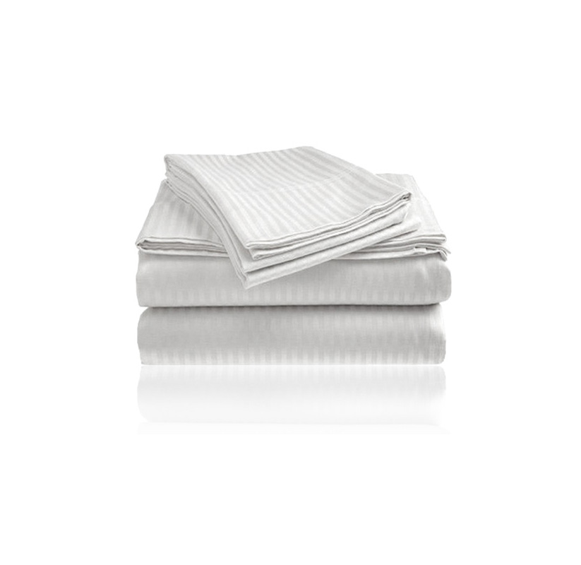Cozy Homes UltraSoft Microfiber 4Piece Sheet Set  Striped  Queen White