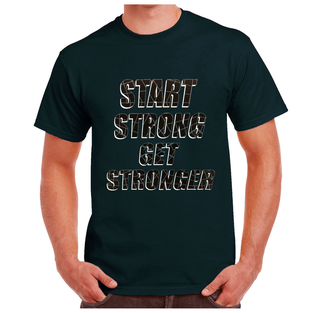 New Balance Mens Start Strong Get Stronger TShirt  Navy  XLarge