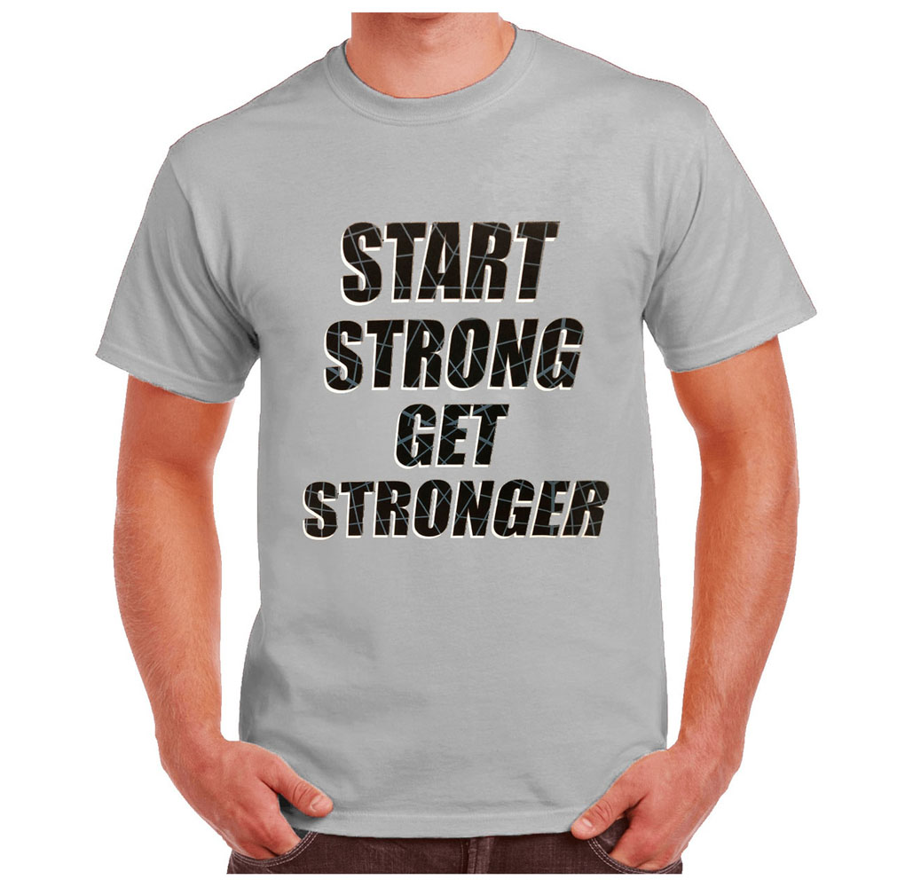 New Balance Mens Start Strong Get Stronger TShirt  Gray  Large