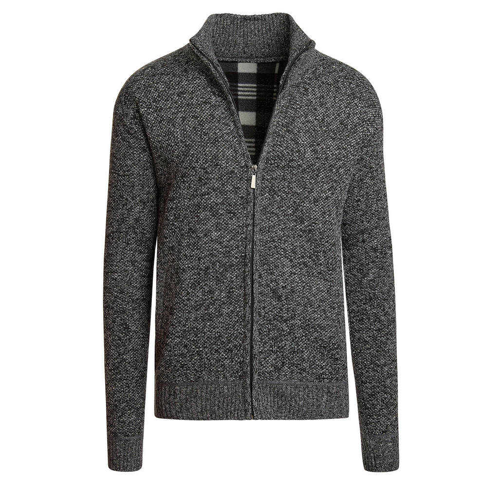 Men's Casual Fleece Lined Full-Zip Sweater Jacket - Gray - Small