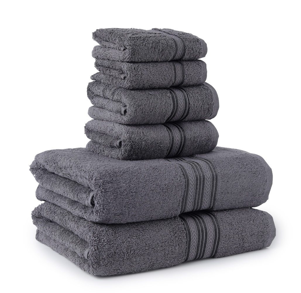 6-Piece Ringspun Cotton Towel Set - Grey