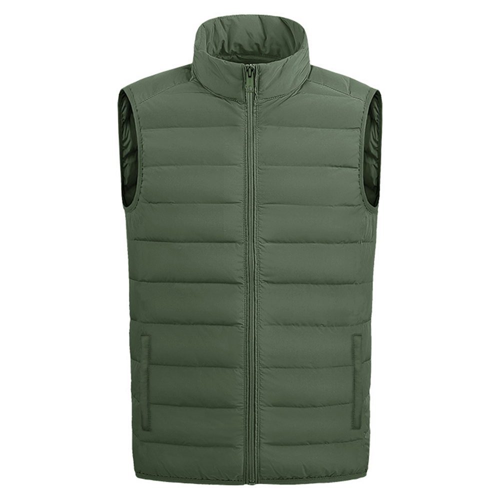 Men's Full-zip Warm Puffer Vest - Light Green - X-Large
