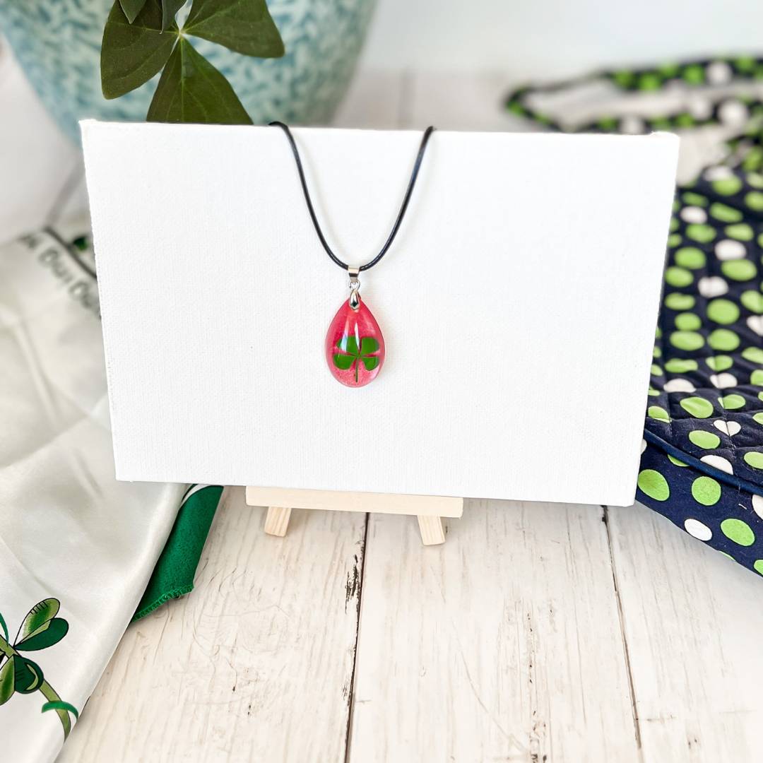 I-rish I Had a Lucky Necklace - Pink 4-leaf