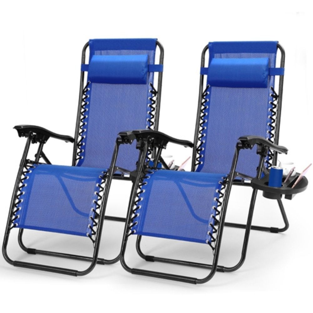 NewHome Zero Gravity Chairs with Cup Holders Set of 2  NewHome 2Pack Zero Gravity Chair BLU