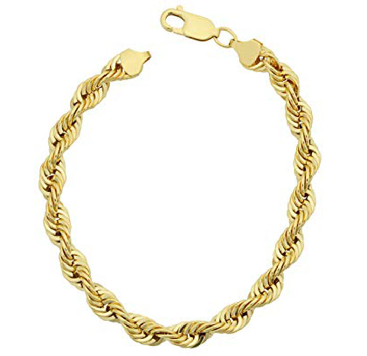 Gold Plated Cuban, Mariner, Figaro, or Rope Bracelet - Yellow Rope