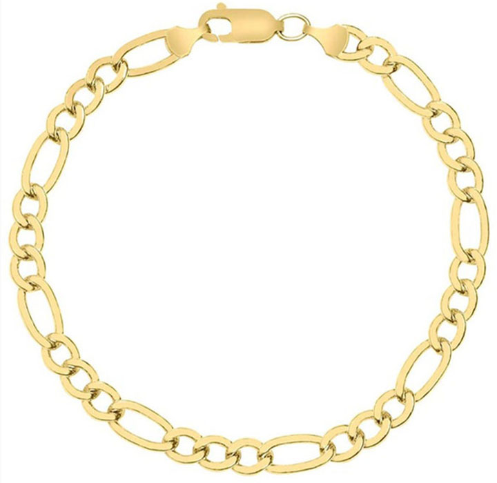 Gold Plated Cuban, Mariner, Figaro, or Rope Bracelet - Figaro