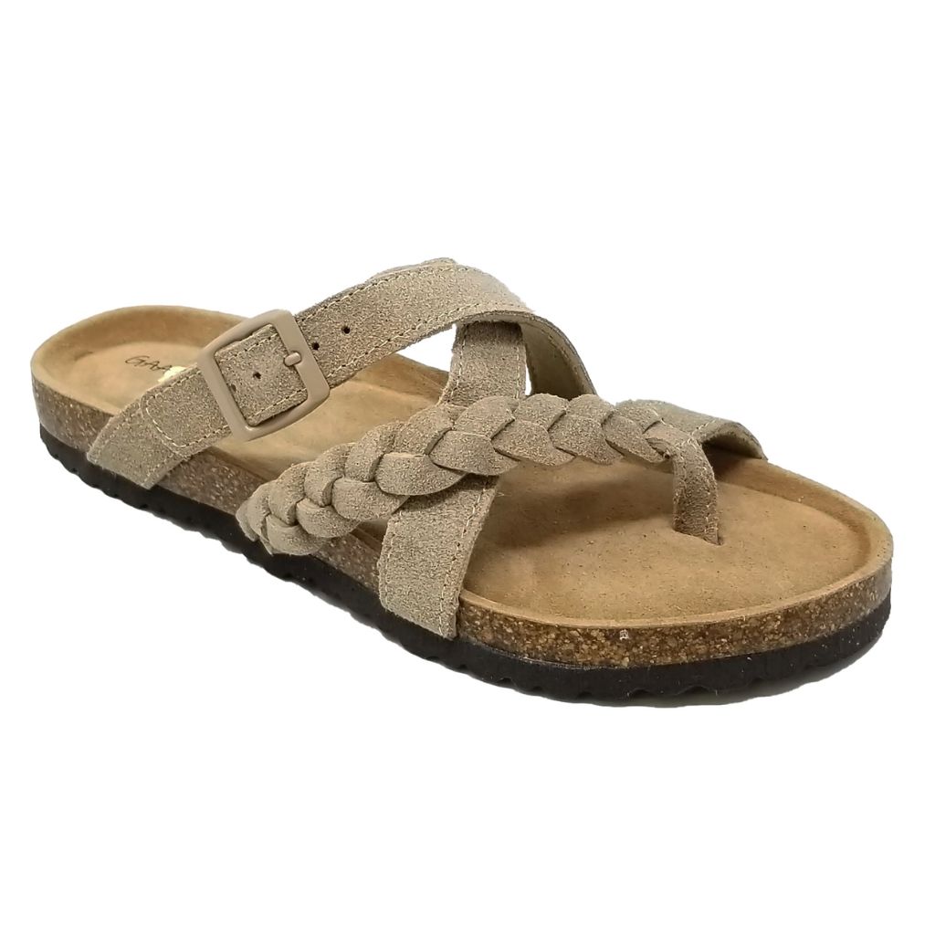 GaaHuu&trade; Women's Leather Crisscross Sandals with Arch Support Footbed - 9 - Tan