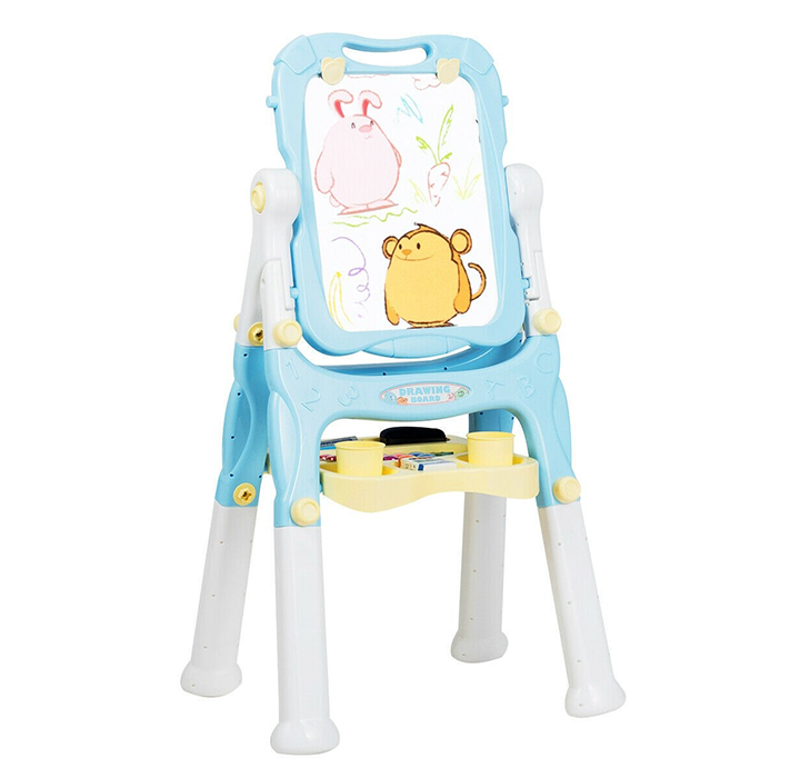Height Adjustable Kids' Magnetic Double Sided Easel - Blue