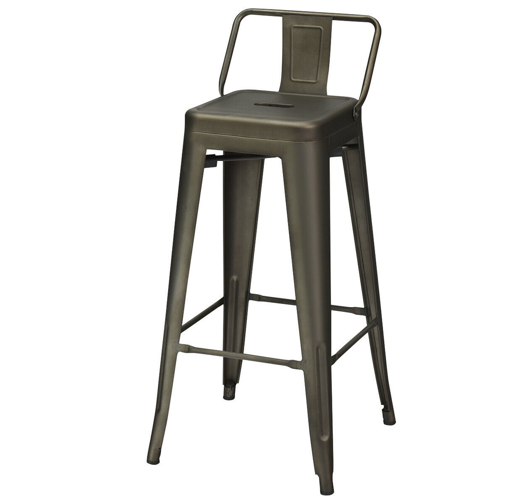 30-Inch Metal Bar-Height Barstools (Set of 4) - Gunmetal