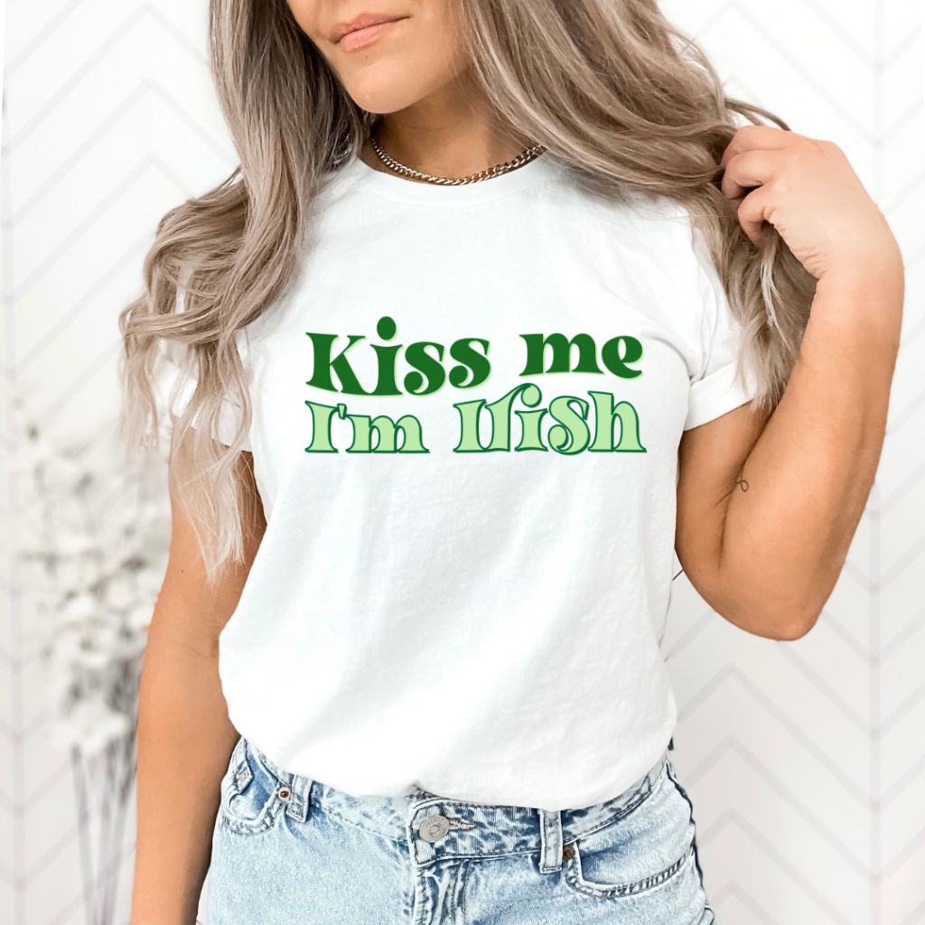 Kiss Me Im Irish TShirt  Large  White