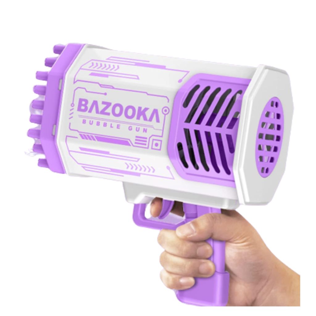 Bazooka Bubble Machine with Rechargeable Battery and Bubble Solution - Purple / White