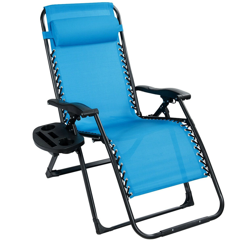 Zero Gravity Oversized Reclining Lounge Chairs Set of 2  Light Blue