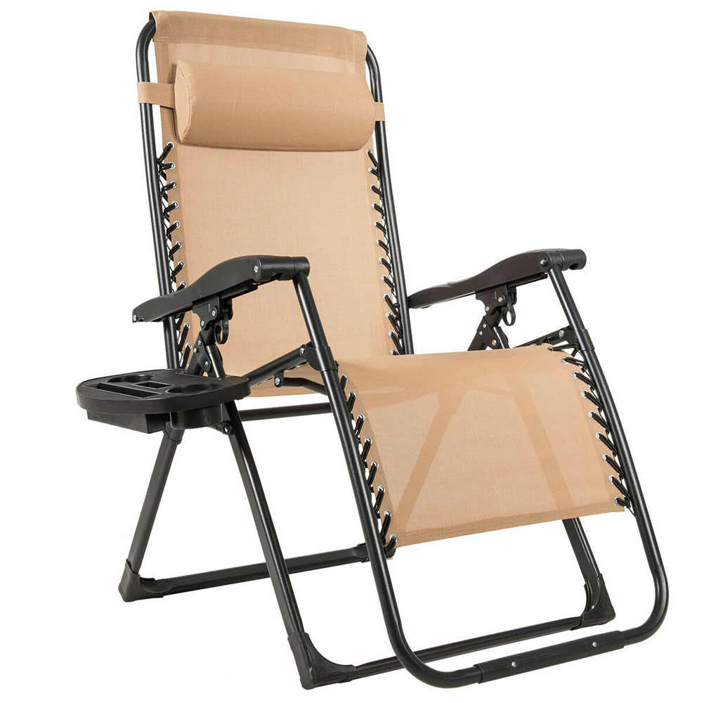 Photos - Garden Furniture Goplus Zero Gravity Oversized Reclining Lounge Chairs  - Beige 2(Set of 2)
