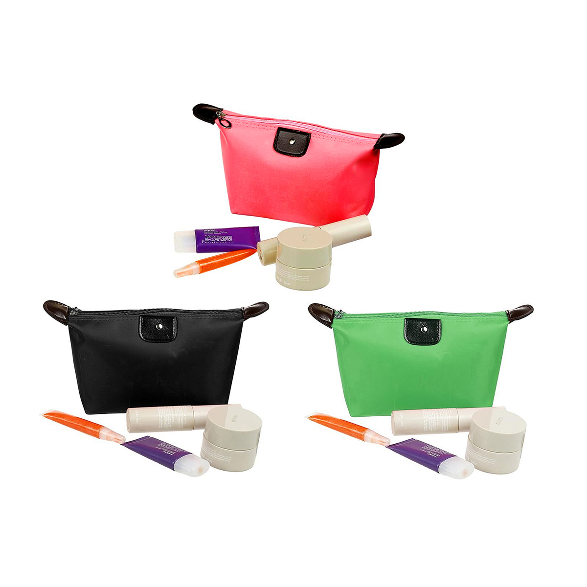 Photos - Cosmetic Bag Two Elephants Makeup Bags for Travel  - Rose/Black/Green BUN-3-PARMB-ROS-BLA-GRE-841(3-Pack)