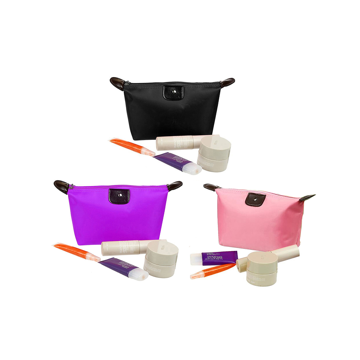 Photos - Cosmetic Bag Two Elephants Makeup Bags for Travel - Black/Pink/Purple BUN-3-PARMB-BLA-PIN-PUR-842(3-Pack)