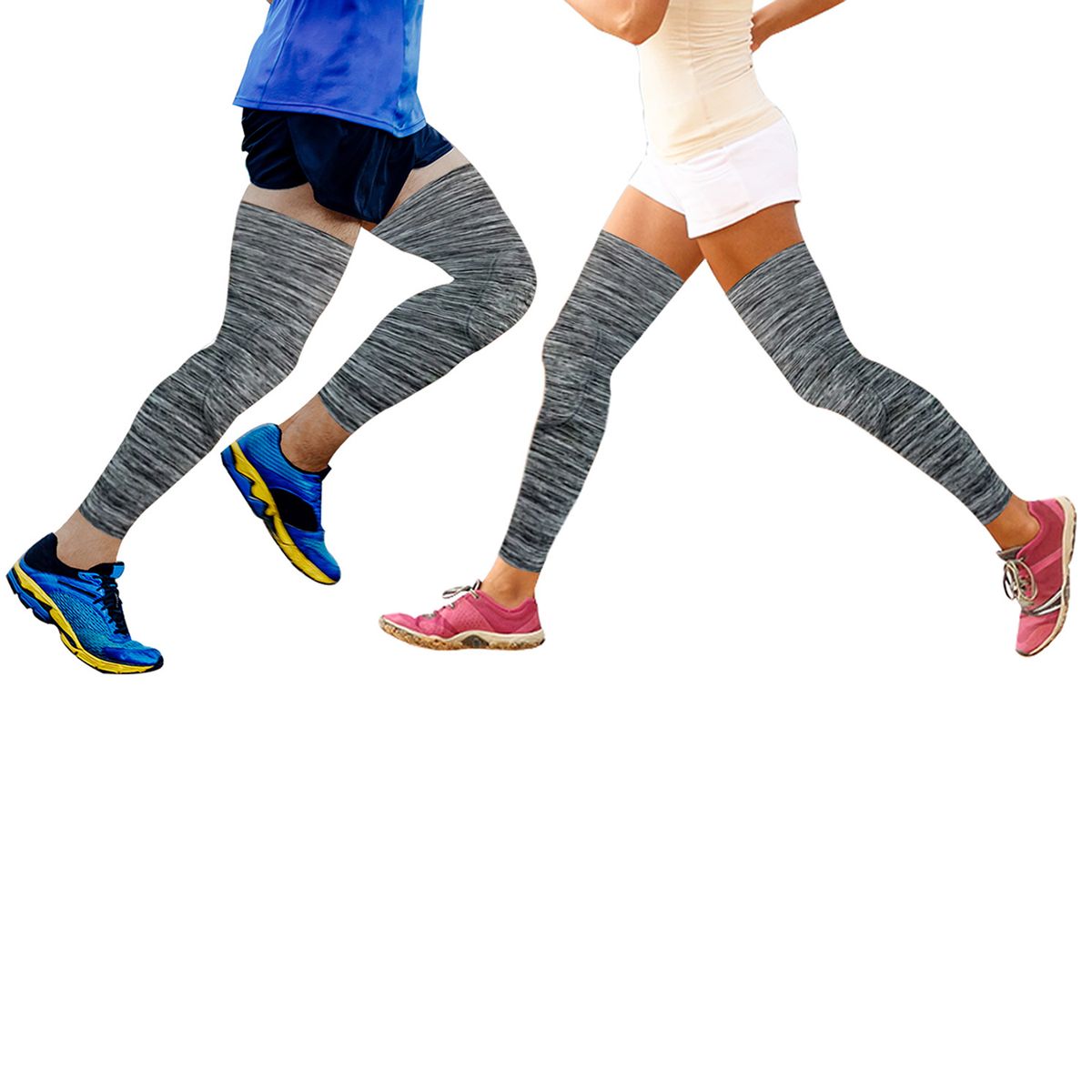 Leg Compression Sleeve with Padded Knee Support (1-Pair) - Gray / Medium-image-SKU4854921