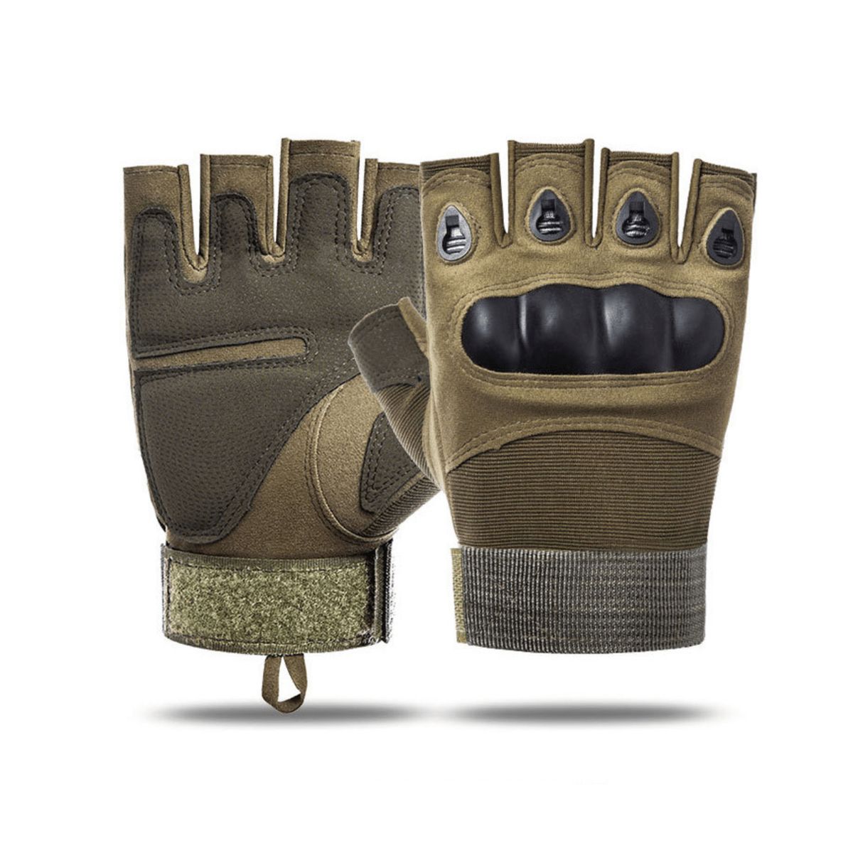 Tactical Military Fingerless Airsoft Gloves - Green / Medium