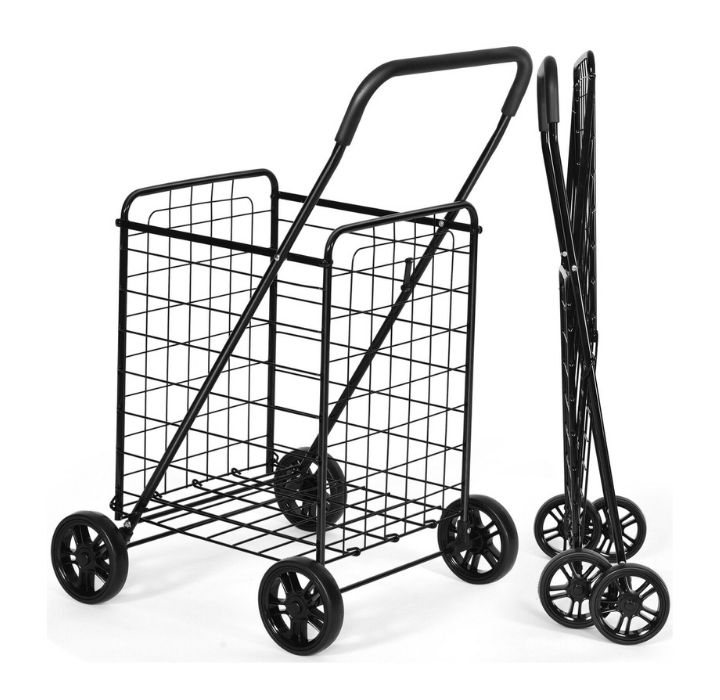 Folding Utility Shopping Cart - Black