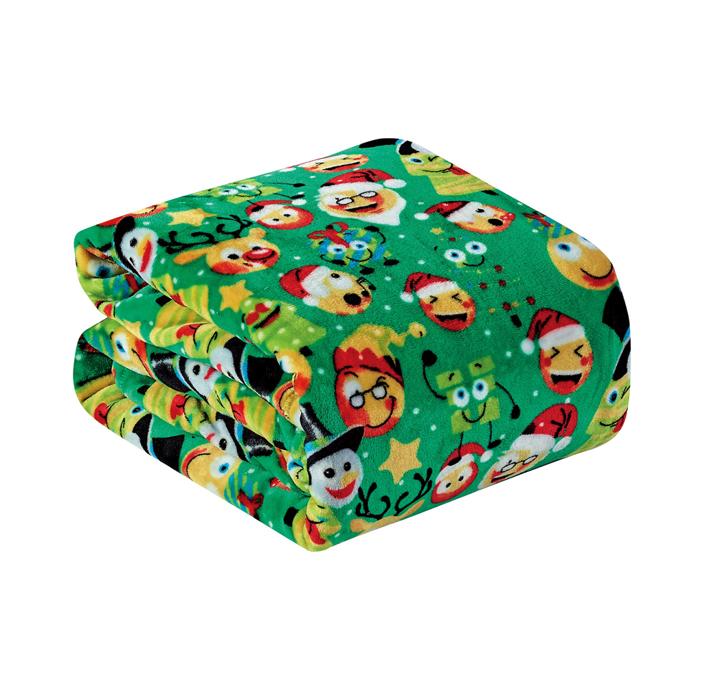 Noble House Soft Fleece Winter Holiday Throw Blanket - Holiday Funny Faces