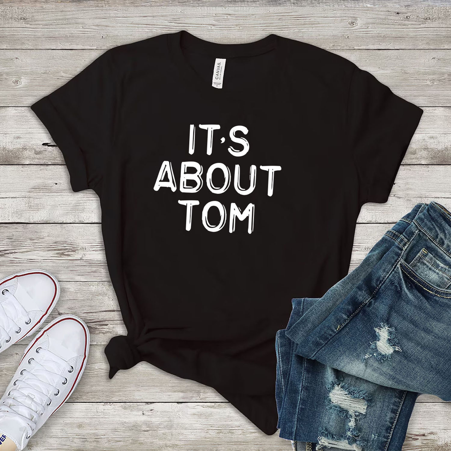 Women's 'Team Ariana' Fashion T-Shirt - It's About Tom - Black-White Prt / L