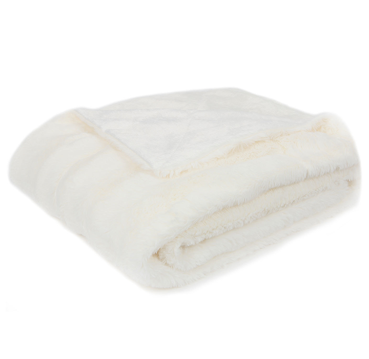 Soft Faux Fur Microplush Reversible Throw Blanket - 50 x 60 - White